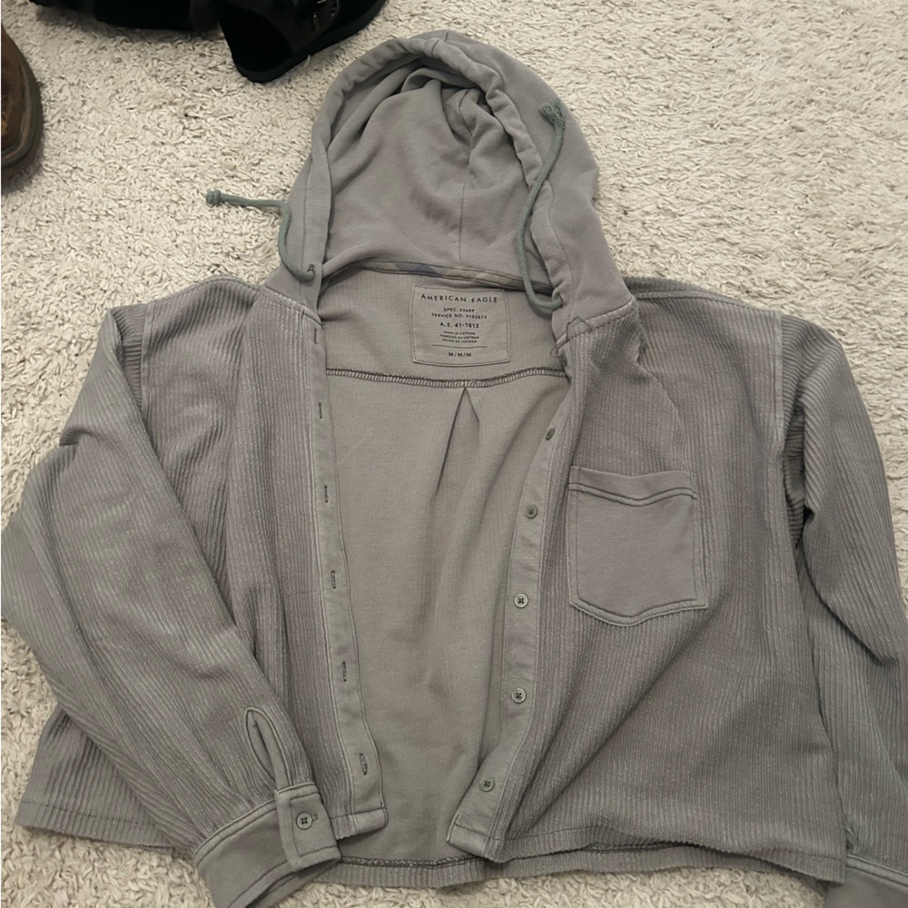 American Eagle Cropped Button Down Shacket